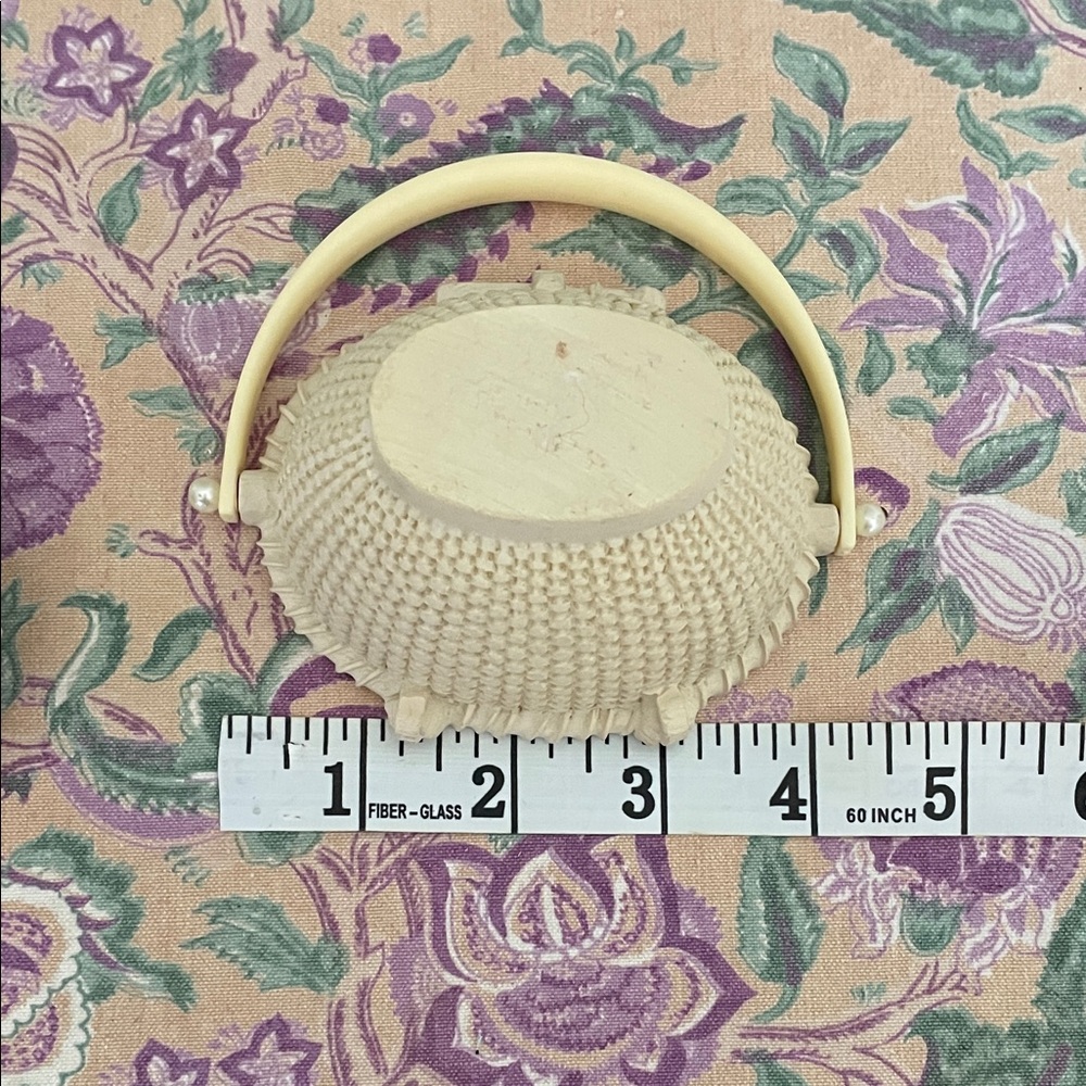 Chic Ivory Woven Basket with Handle - Picture 8 of 9